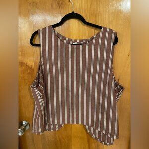 Pact Linen Blend Stripe Canopy Top in Mahogany